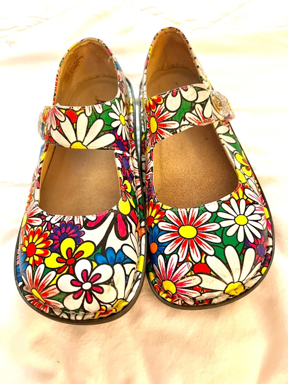 Alegria Floral Mary Jane Clogs - White, Green, Yellow, Red, Blue